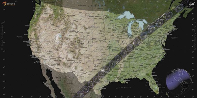 El eclipse solar de 2024 desde América del Norte